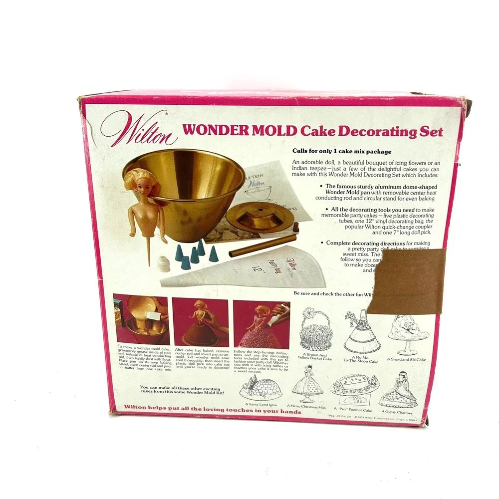 Vintage Wilton Wonder Mold Cake Decorating Set Barbie Bride Doll Cake Pan 1974